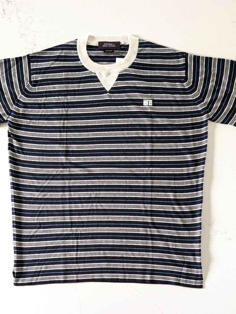 Wales Bonner John Smedley Song Tee L Striped Knit Merino Wool Cotton T-Shirt NWT